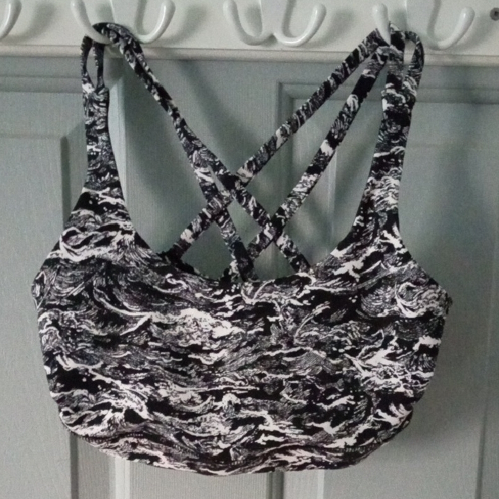 Women's Black and White Strappy Bralette